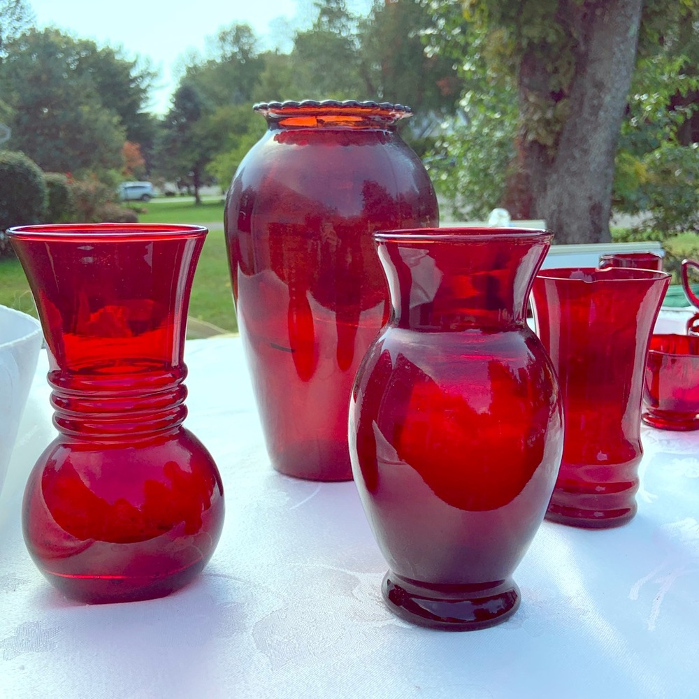 Anchor Hocking Ruby Red vases